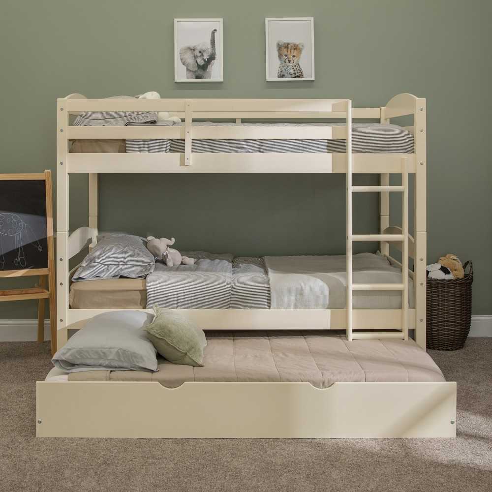 Solid Wood Twin over Twin Bunk Bed and Storage/Trundle Bed - White