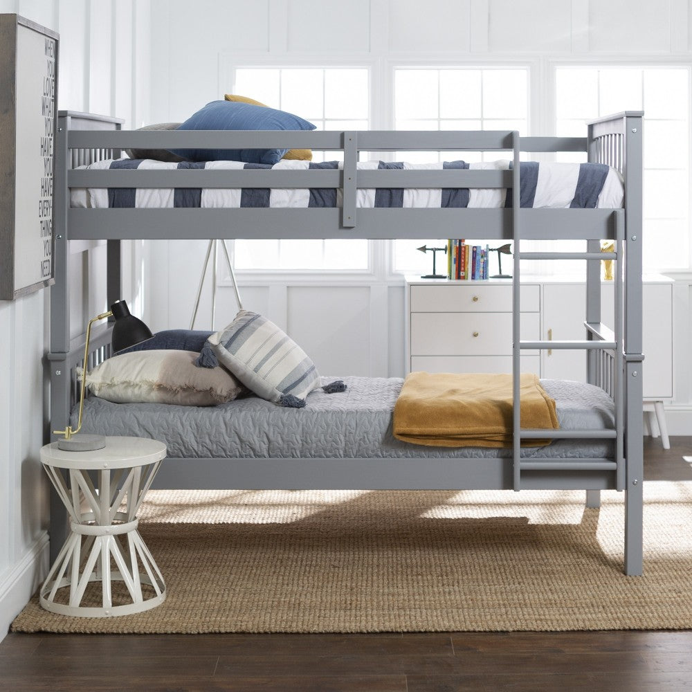 Solid Wood Twin over Twin Mission Design Bunk Bed - Gray