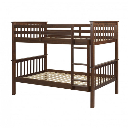 Solid Wood Twin over Twin Mission Design Bunk Bed - Walnut