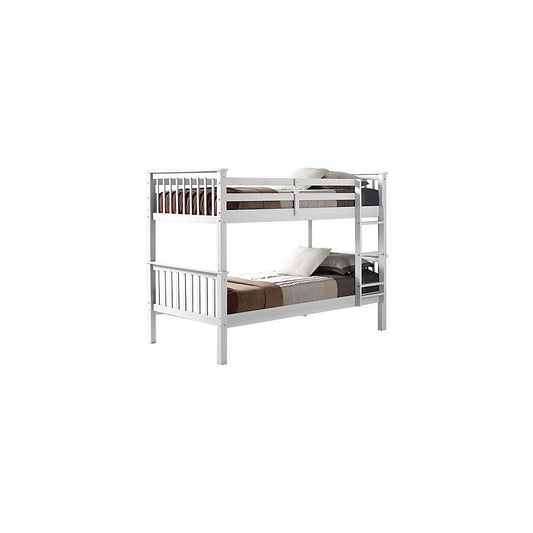 Solid Wood Twin over Twin Mission Design Bunk Bed - White