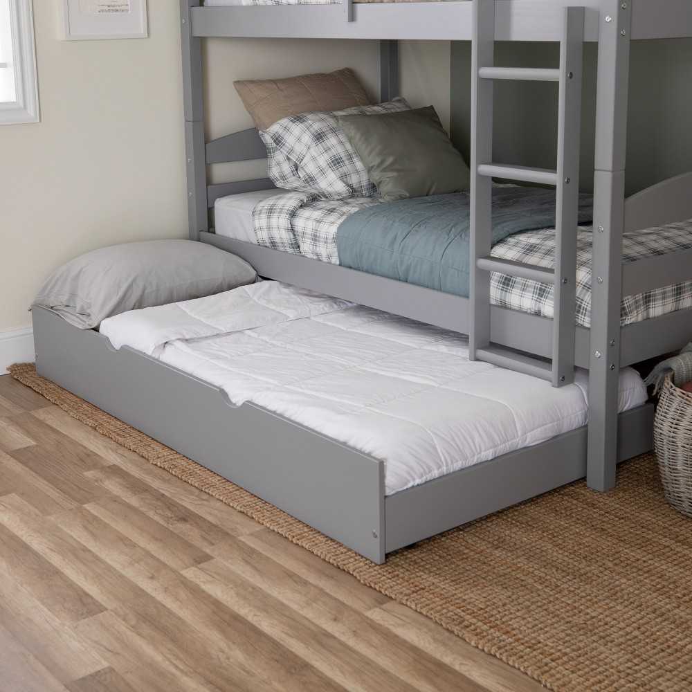 Solid Wood Twin Trundle Bed - Gray