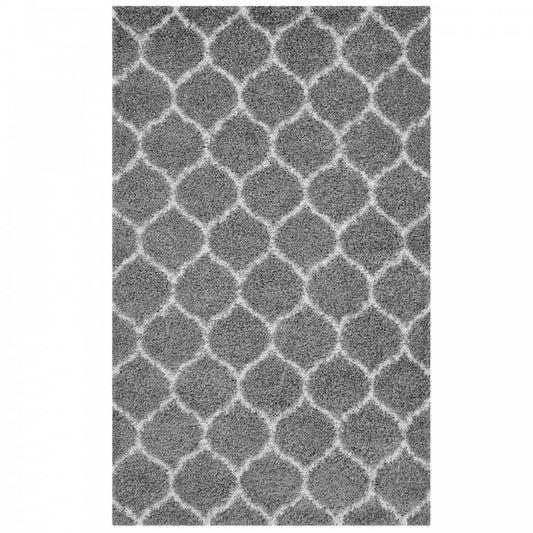 Solvea Moroccan Trellis 5x8 Shag Area Rug, Gray and Ivory