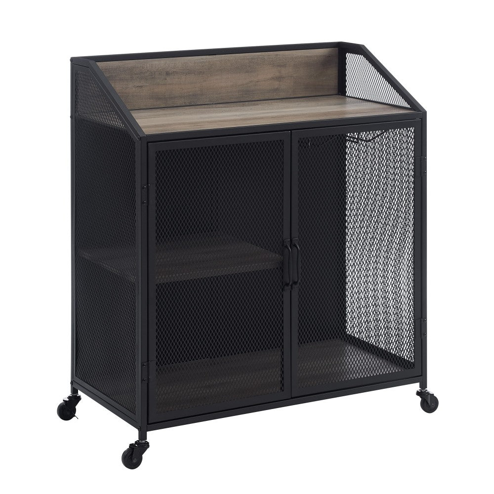 Sona 33" Industrial Bar Cabinet - Gray Wash