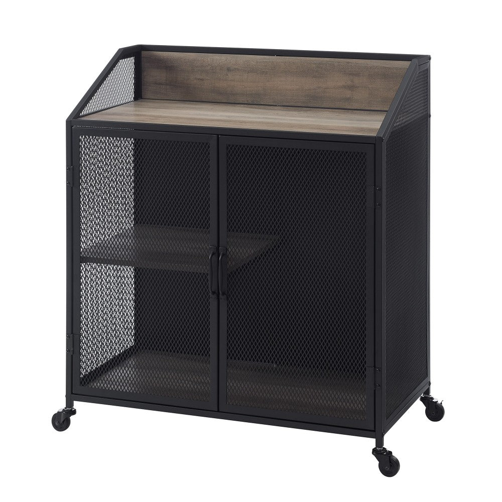 Sona 33" Industrial Bar Cabinet - Gray Wash