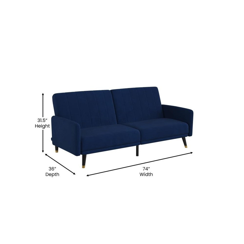 Sophia Premium Split Back Navy Velvet Futon Sofa