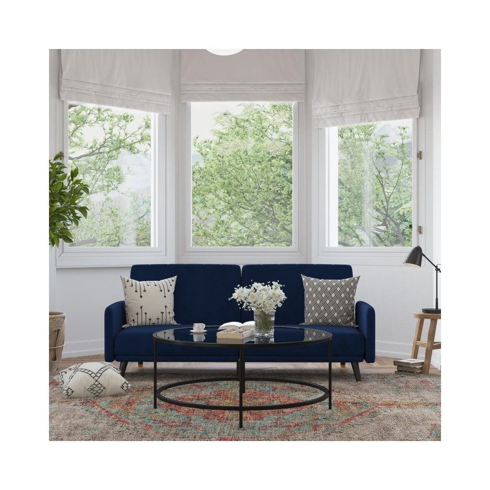 Sophia Premium Split Back Navy Velvet Futon Sofa