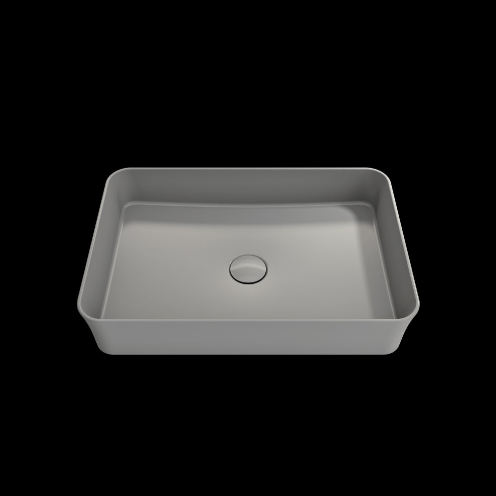 Sottile Rectangle Vessel Fireclay 21.5 in. with Drain Cover in Matte Gray