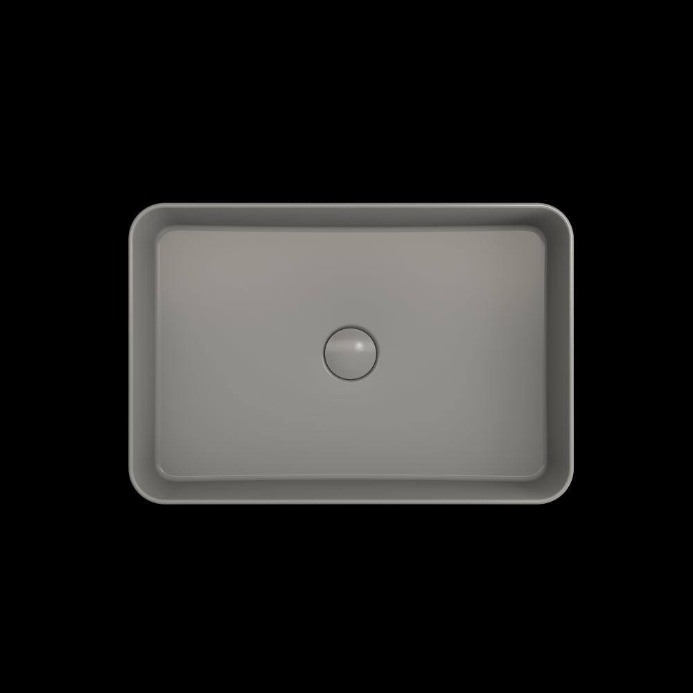 Sottile Rectangle Vessel Fireclay 21.5 in. with Drain Cover in Matte Gray