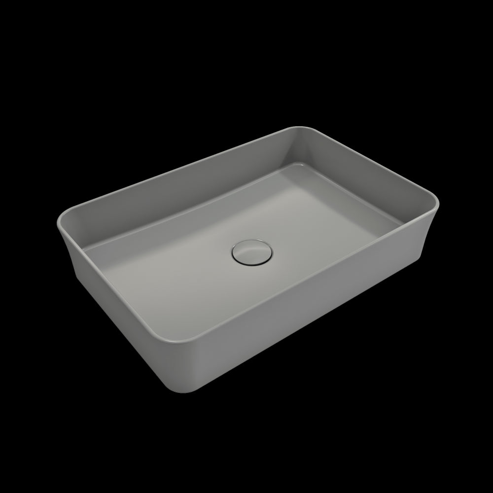 Sottile Rectangle Vessel Fireclay 21.5 in. with Drain Cover in Matte Gray