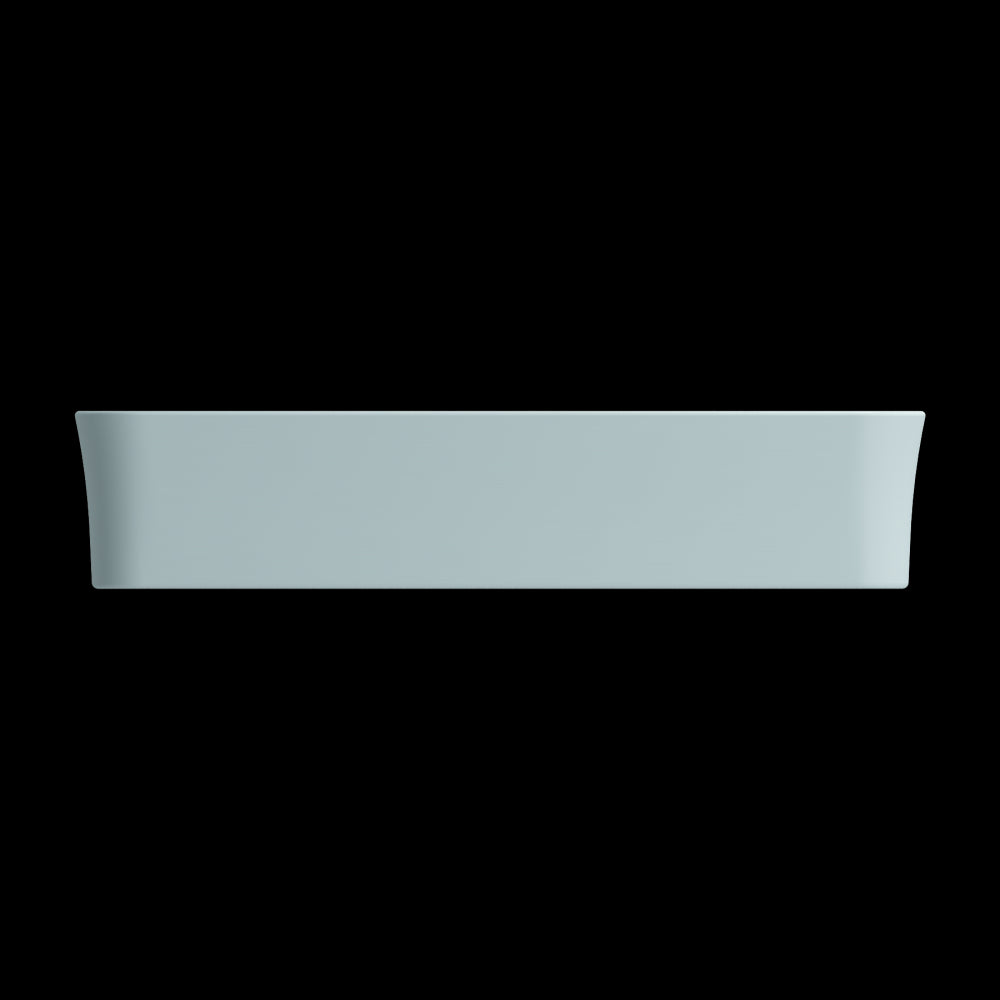 Sottile Rectangle Vessel Fireclay 21.5 in. with Drain Cover in Matte Ice Blue