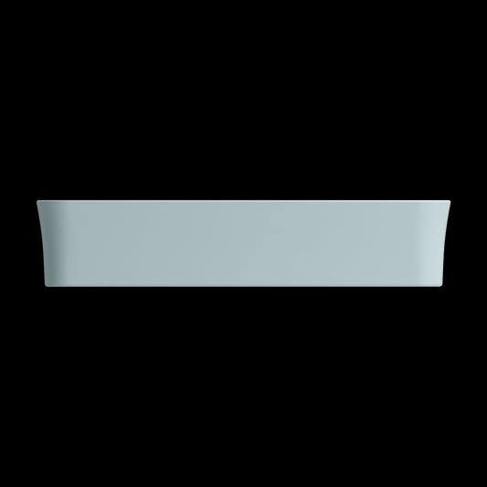Sottile Rectangle Vessel Fireclay 21.5 in. with Drain Cover in Matte Ice Blue