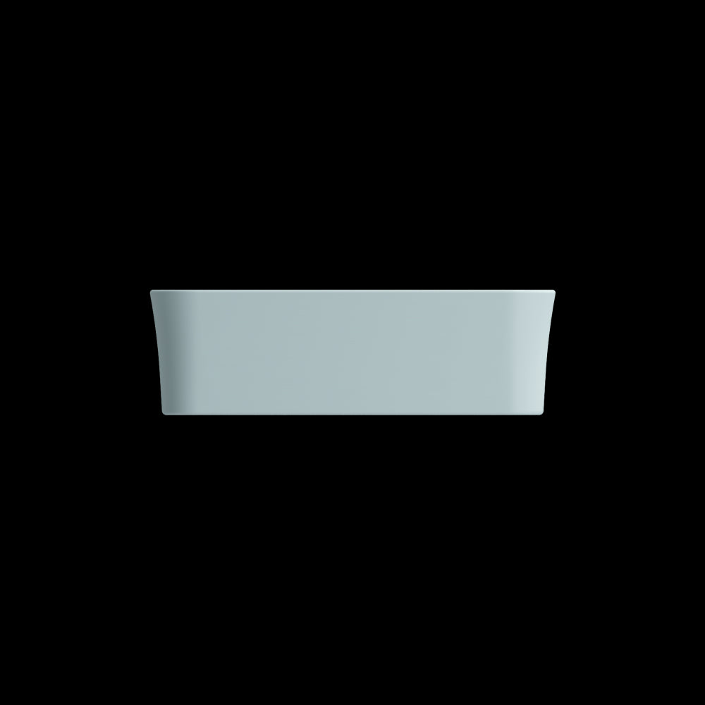 Sottile Rectangle Vessel Fireclay 21.5 in. with Drain Cover in Matte Ice Blue