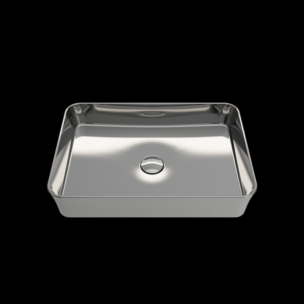 Sottile Rectangle Vessel Fireclay 21.5 in. with Matching Drain Cover in Platinum