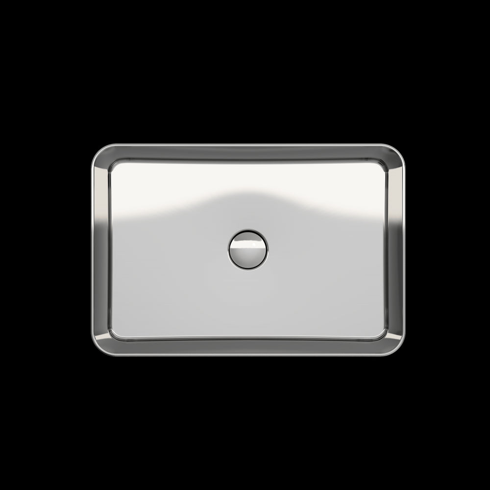 Sottile Rectangle Vessel Fireclay 21.5 in. with Matching Drain Cover in Platinum