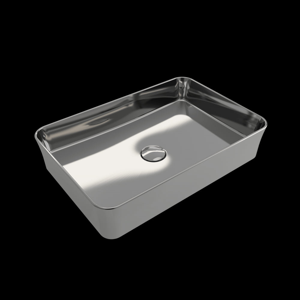 Sottile Rectangle Vessel Fireclay 21.5 in. with Matching Drain Cover in Platinum