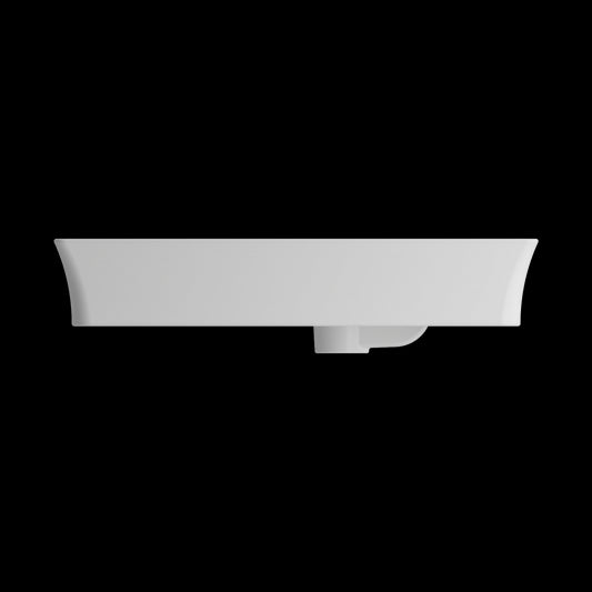 Sottile Rectangle Vessel Fireclay 23.5 in. 1-Hole Faucet Deck in Matte White