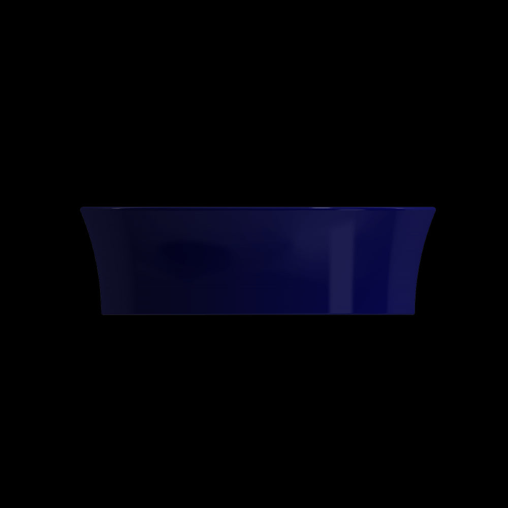 Sottile Round Vessel Fireclay 15 in. with Matching Drain Cover in Sapphire Blue