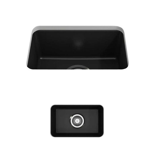 Sotto Dual Mount Fireclay 12 in. Single Bowl Bar Sink with Strainer in Matte Black