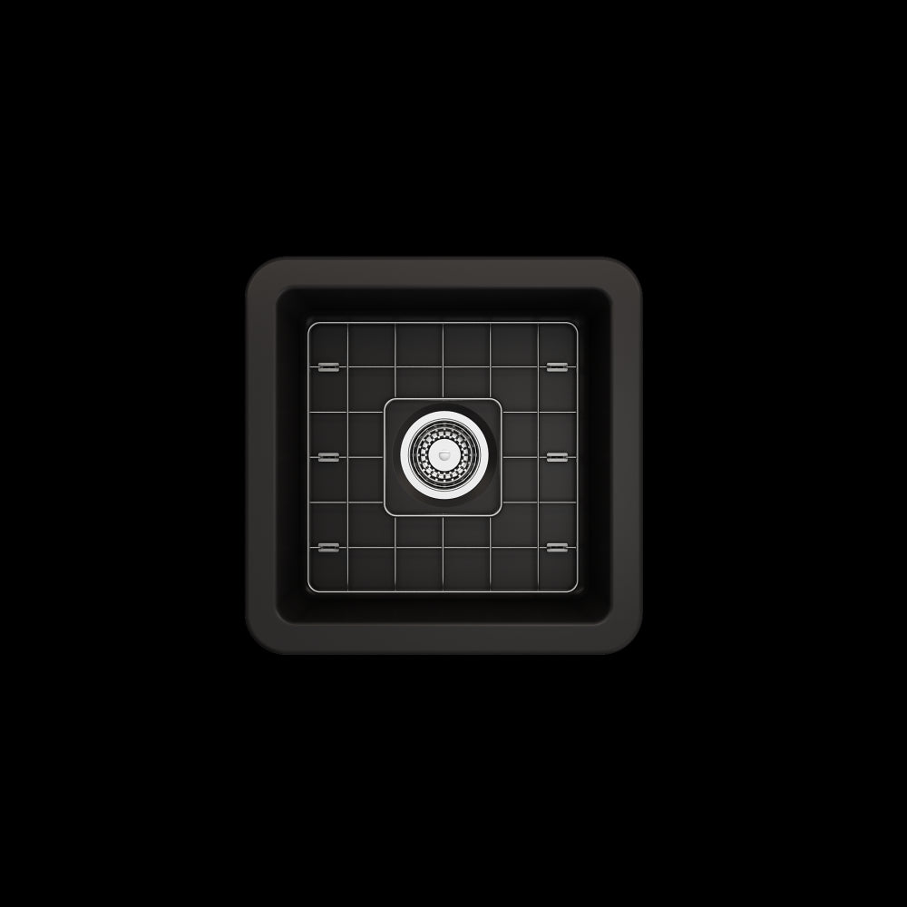 Sotto Dual-Mount Fireclay 18 in. Single Bowl Bar Sink with Protective Bottom Grid and Strainer in Matte Black