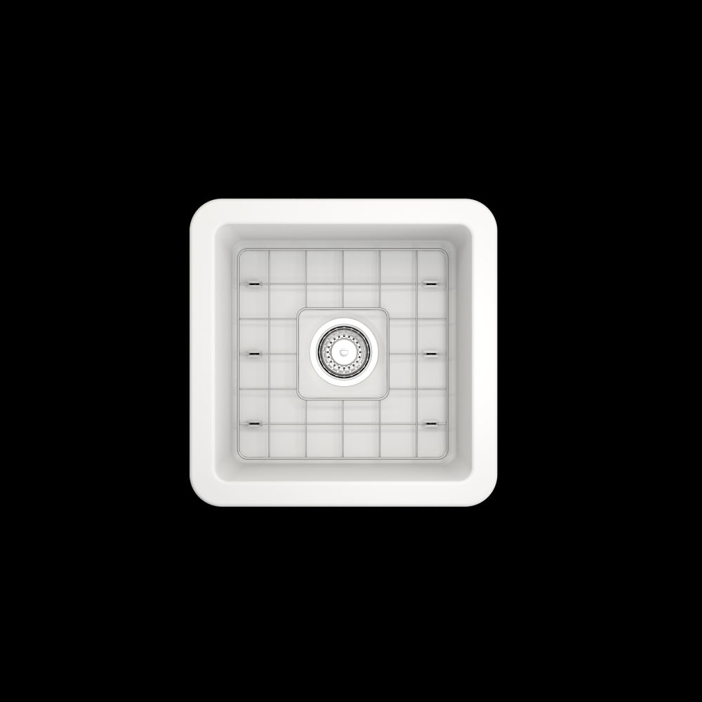 Sotto Dual-Mount Fireclay 18 in. Single Bowl Bar Sink with Protective Bottom Grid and Strainer in White, Matte White