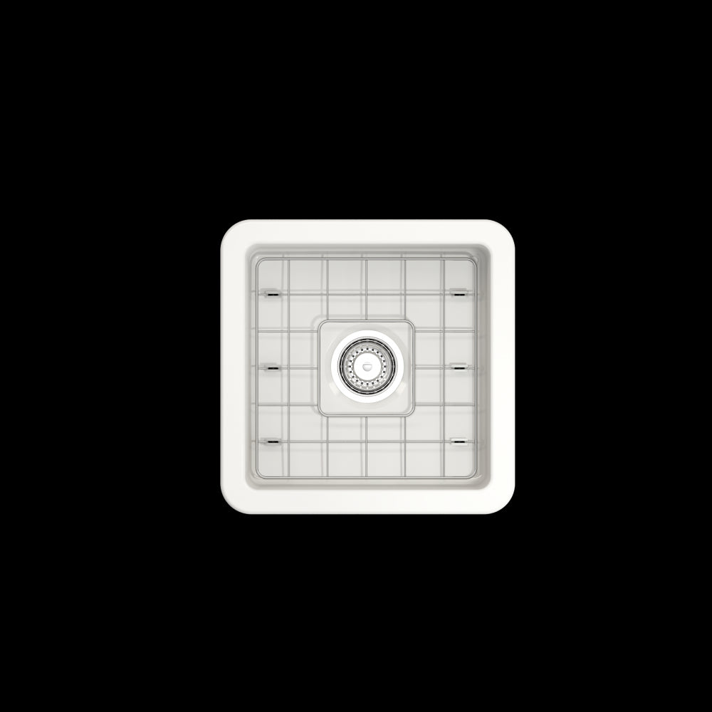 Sotto Dual-Mount Fireclay 18 in. Single Bowl Bar Sink with Protective Bottom Grid and Strainer in White, White