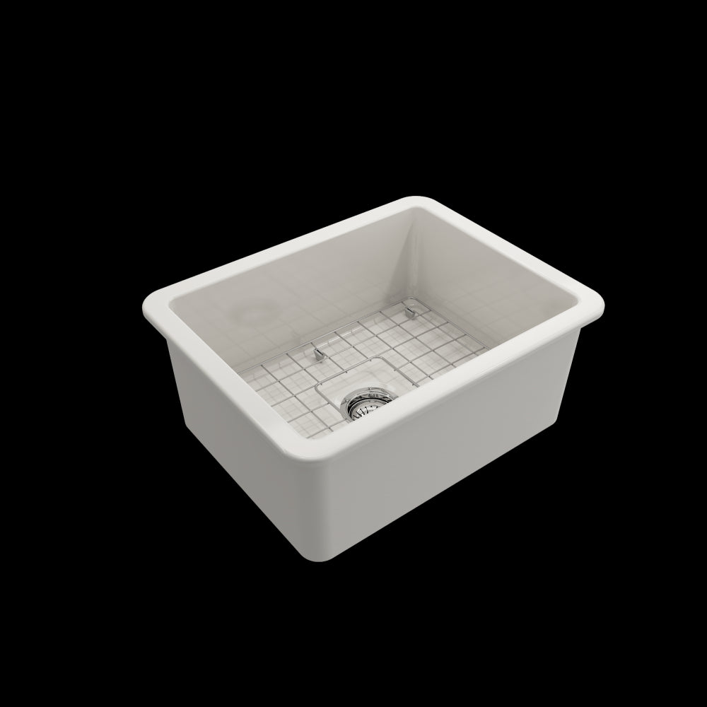 Sotto Dual-Mount Fireclay 24 in. Single Bowl Kitchen Sink in Biscuit