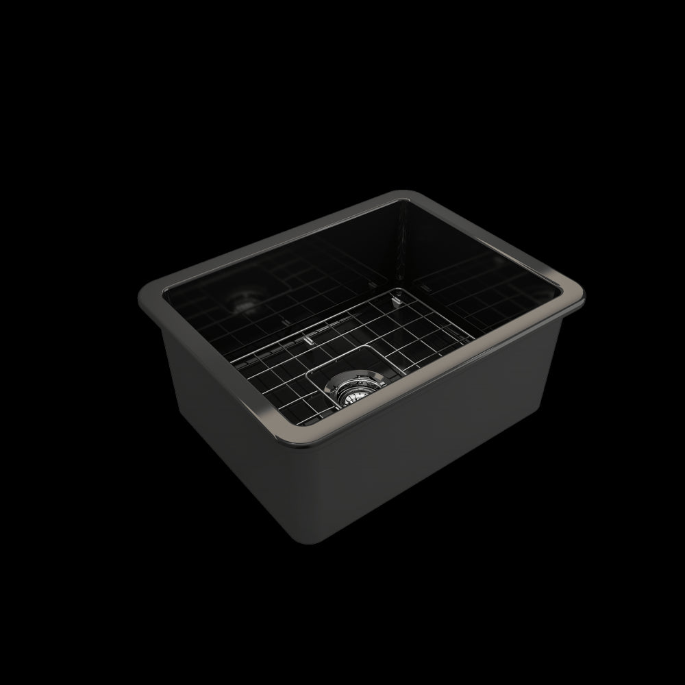 Sotto Dual-Mount Fireclay 24 in. Single Bowl Kitchen Sink in Black
