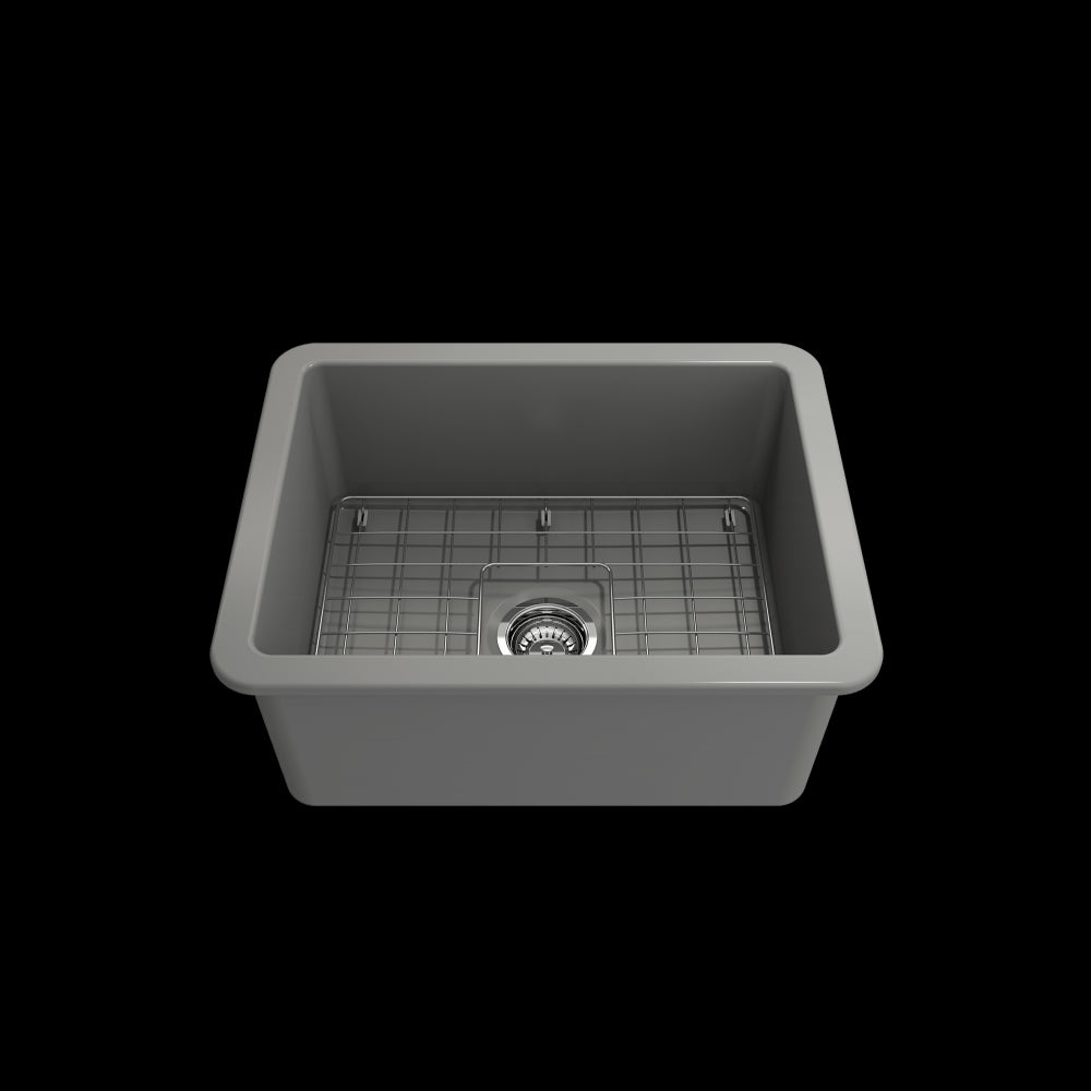 Sotto Dual-Mount Fireclay 24 in. Single Bowl Kitchen Sink in Matte Gray