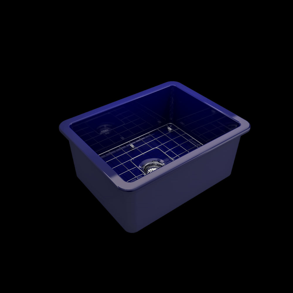 Sotto Dual-Mount Fireclay 24 in. Single Bowl Kitchen Sink in Sapphire Blue