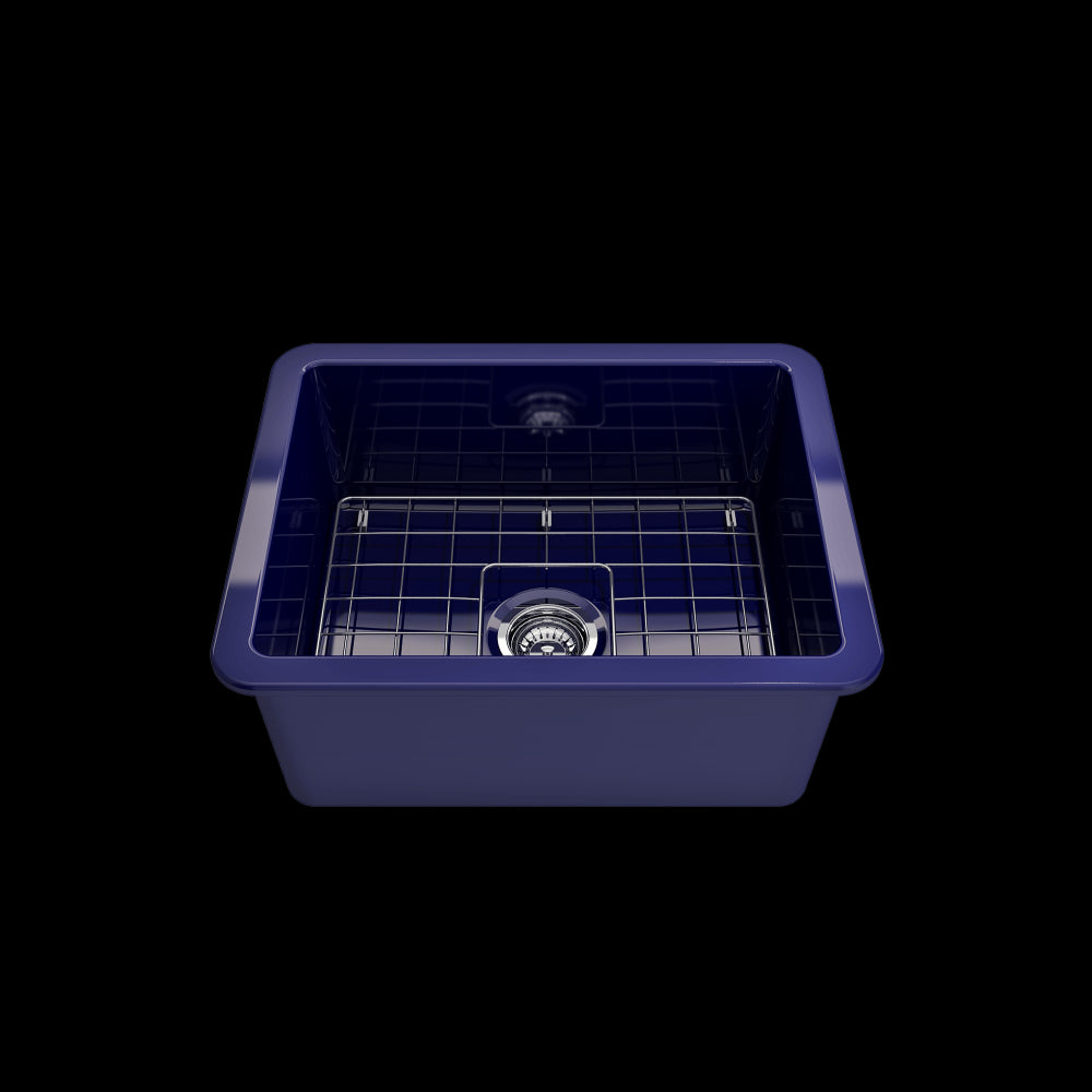Sotto Dual-Mount Fireclay 24 in. Single Bowl Kitchen Sink in Sapphire Blue