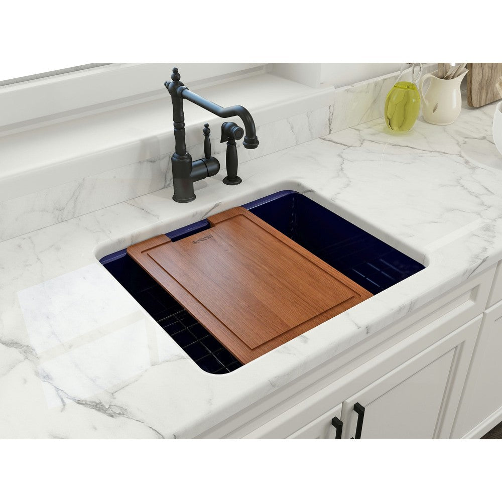 Sotto Dual-Mount Fireclay 24 in. Single Bowl Kitchen Sink in Sapphire Blue