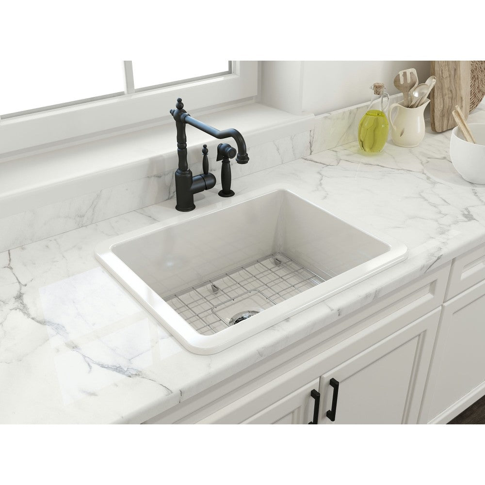 Sotto Dual-Mount Fireclay 24 in. Single Bowl Kitchen Sink in White