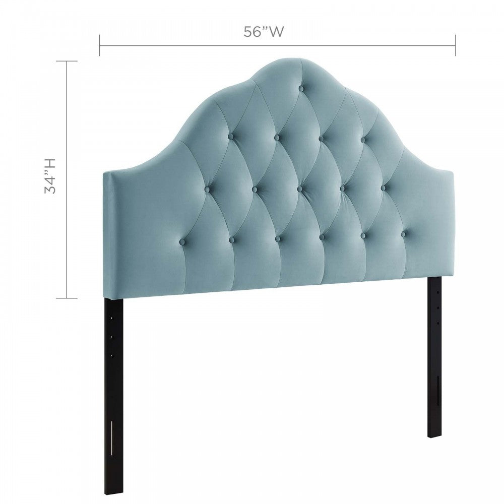 Sovereign Full Diamond Tufted Performance Velvet Headboard, Light Blue