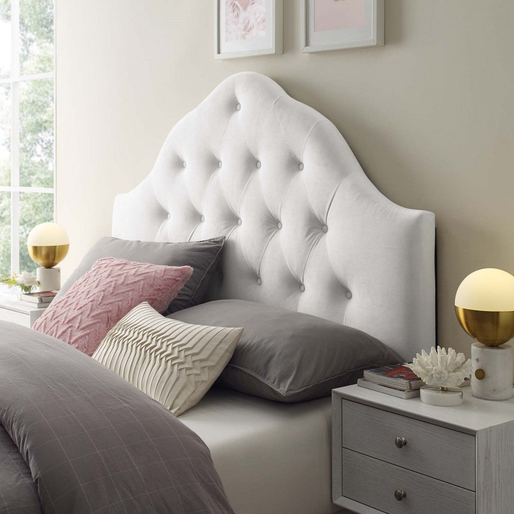 Sovereign Full Diamond Tufted Performance Velvet Headboard, White