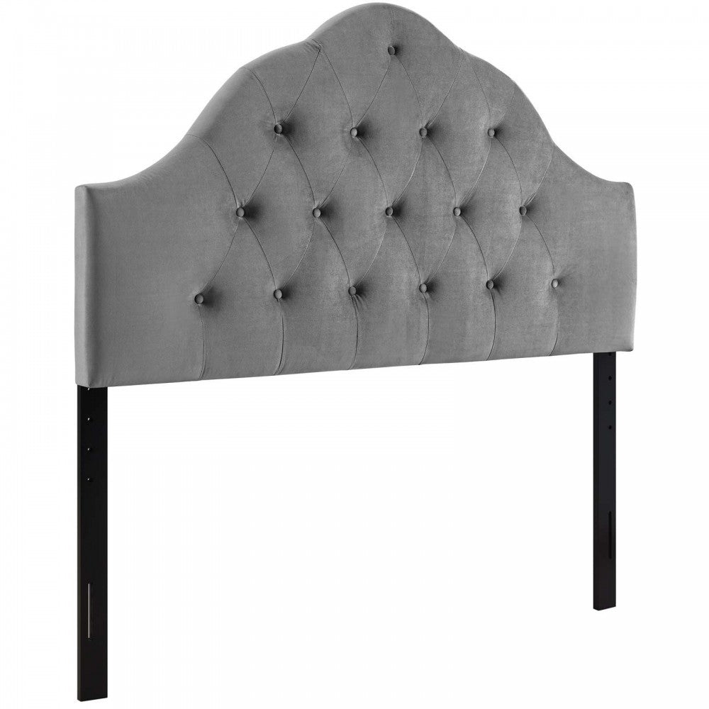 Sovereign Full Diamond Tufted Performance Velvet Headboard, Gray