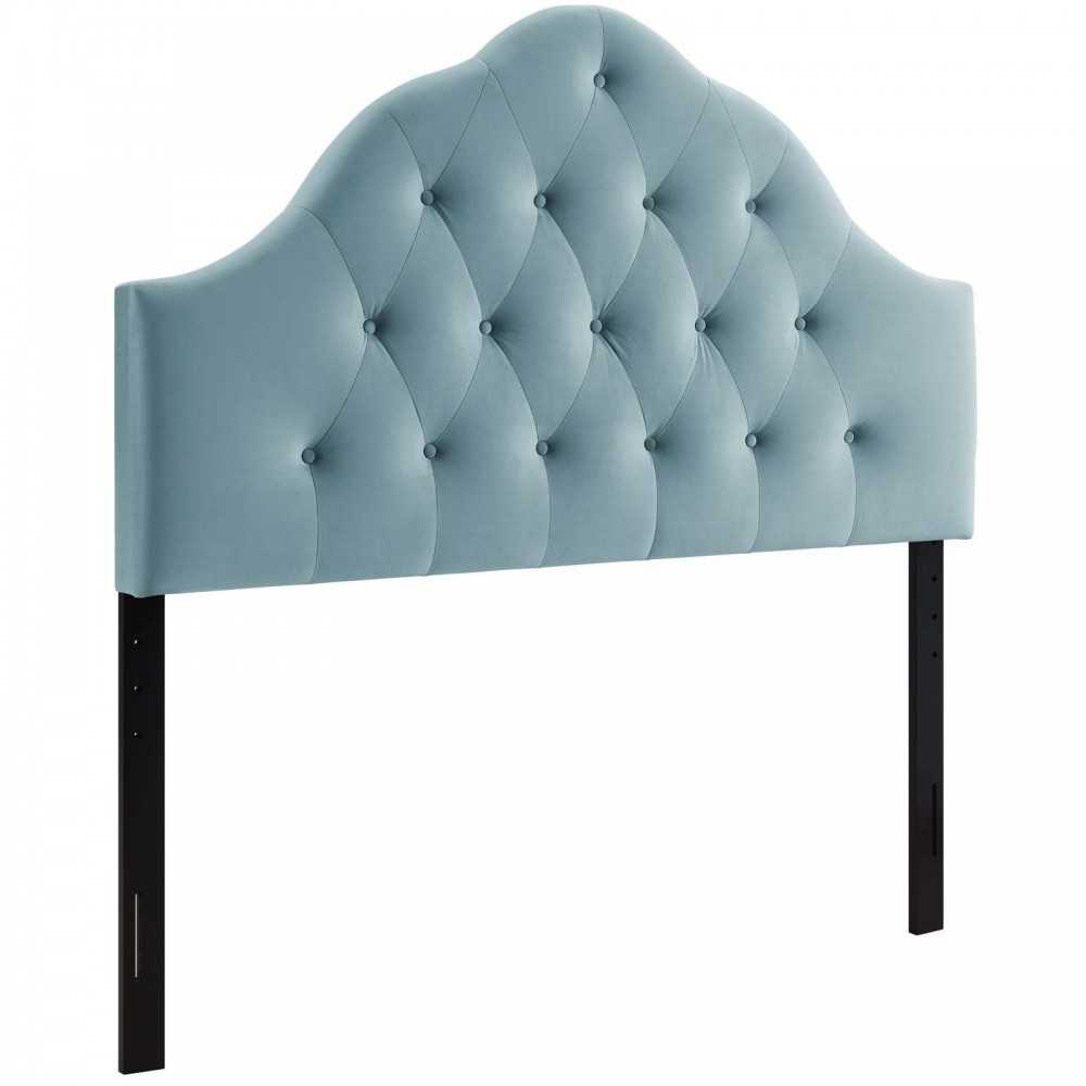 Sovereign King Diamond Tufted Performance Velvet Headboard, Light Blue