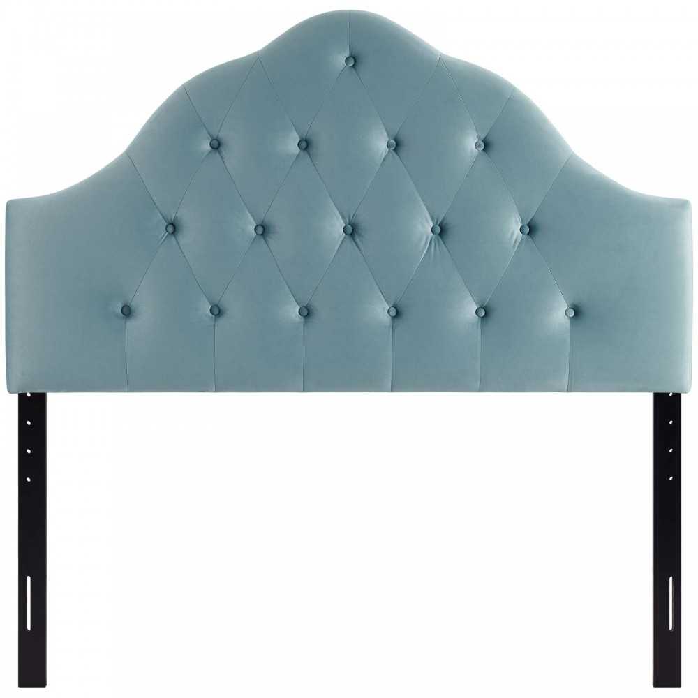 Sovereign King Diamond Tufted Performance Velvet Headboard, Light Blue