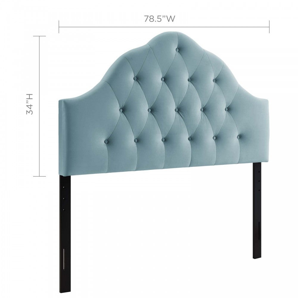 Sovereign King Diamond Tufted Performance Velvet Headboard, Light Blue