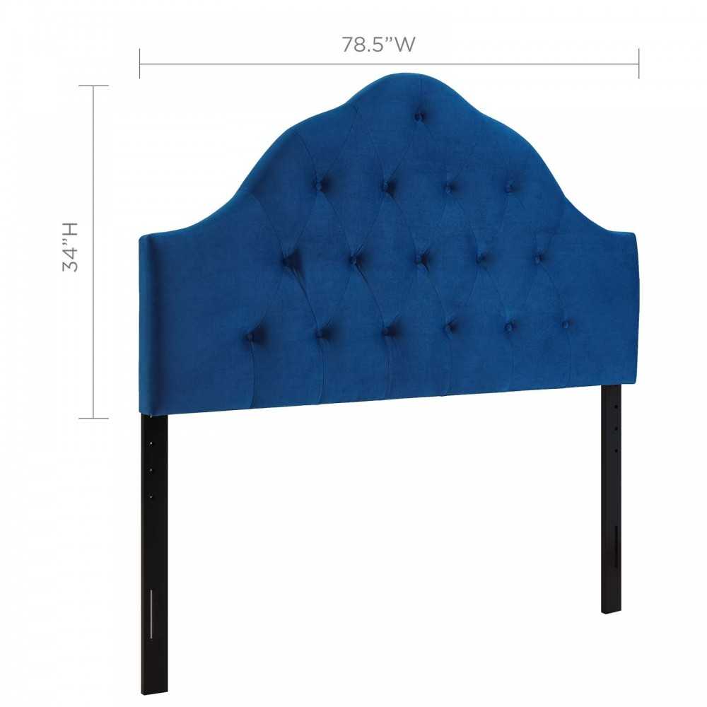 Sovereign King Diamond Tufted Performance Velvet Headboard, Navy