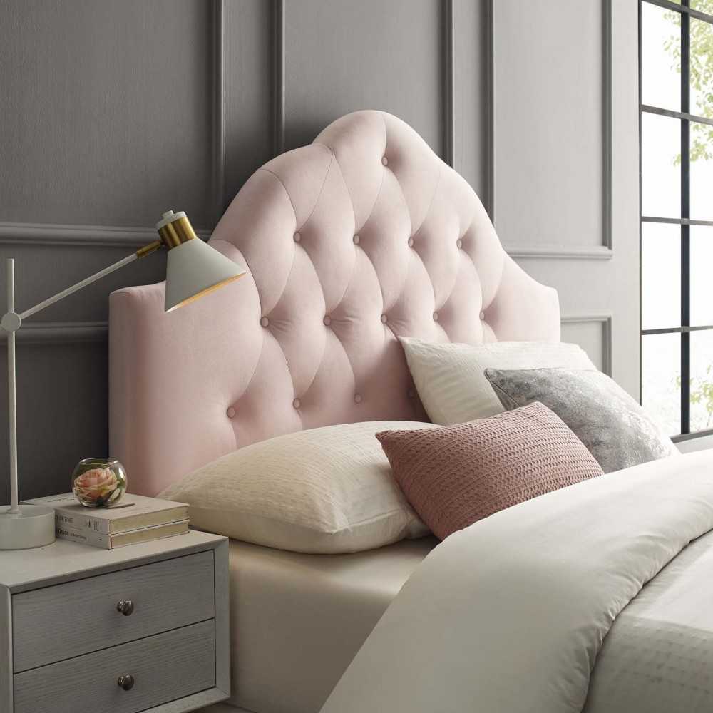 Sovereign King Diamond Tufted Performance Velvet Headboard, Pink