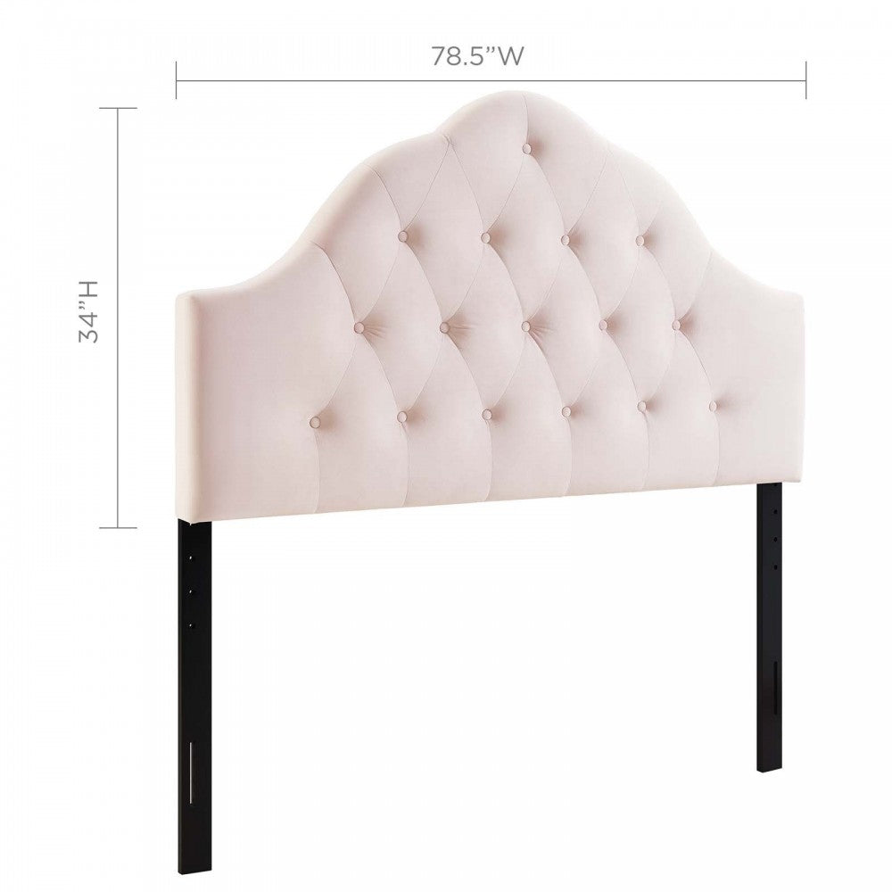 Sovereign King Diamond Tufted Performance Velvet Headboard, Pink