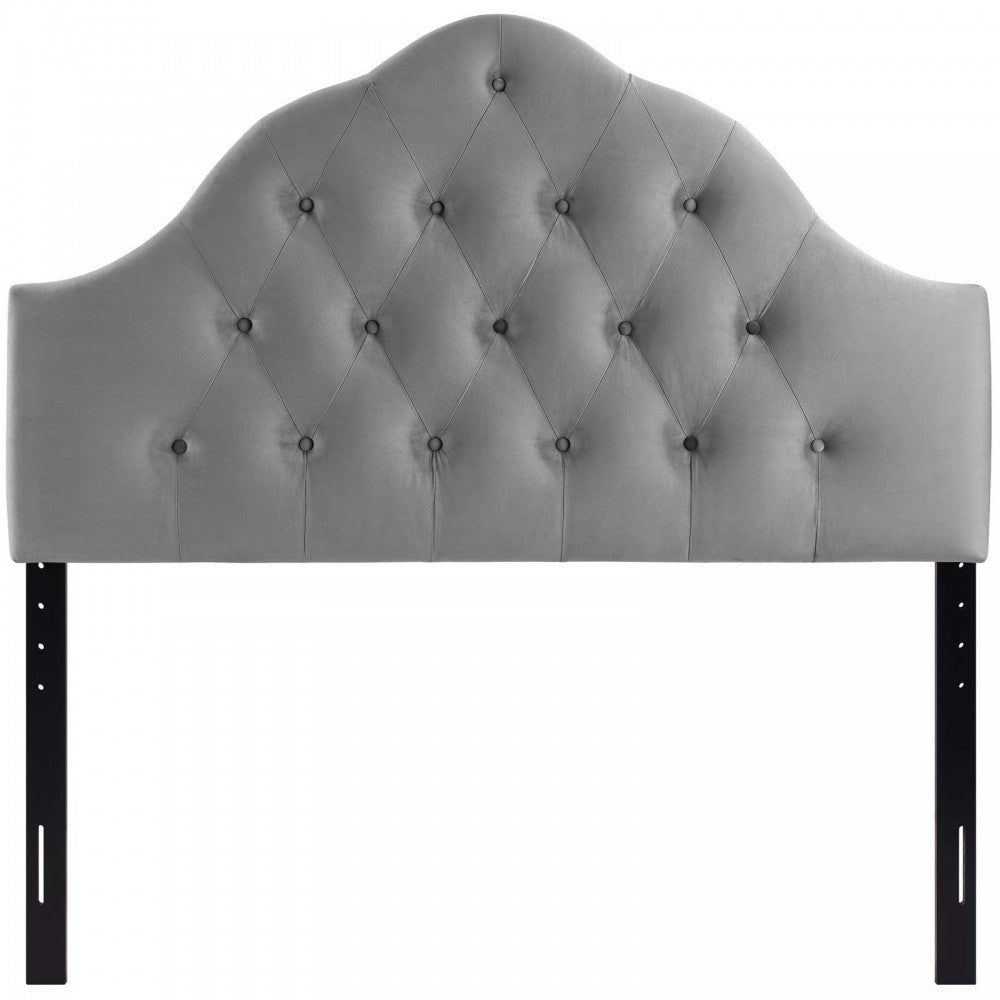 Sovereign King Diamond Tufted Performance Velvet Headboard, Gray