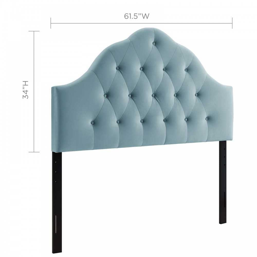 Sovereign Queen Diamond Tufted Performance Velvet Headboard, Light Blue