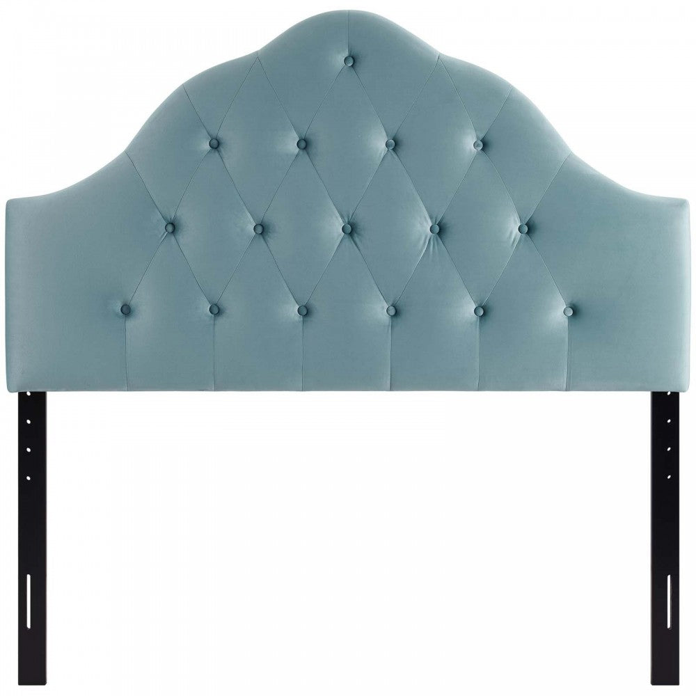 Sovereign Queen Diamond Tufted Performance Velvet Headboard, Light Blue