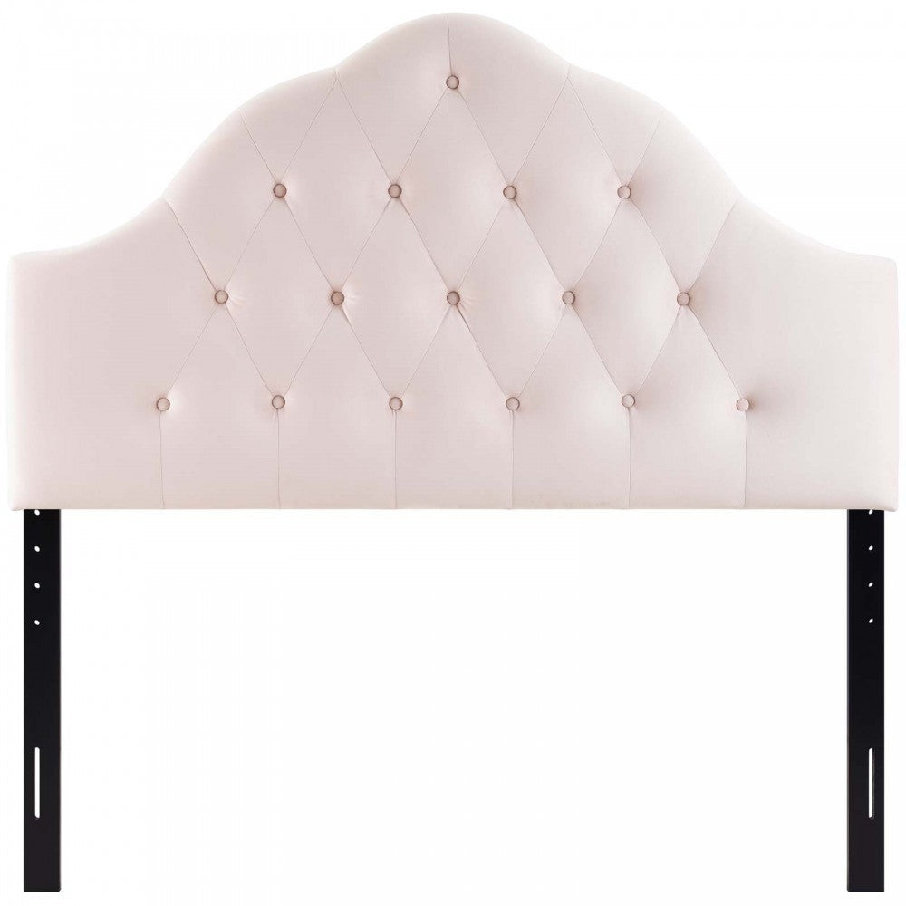 Sovereign Queen Diamond Tufted Performance Velvet Headboard, Pink