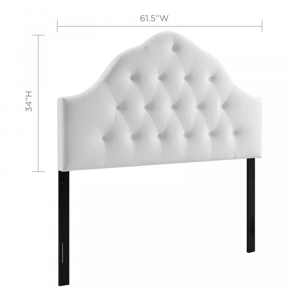 Sovereign Queen Diamond Tufted Performance Velvet Headboard, White