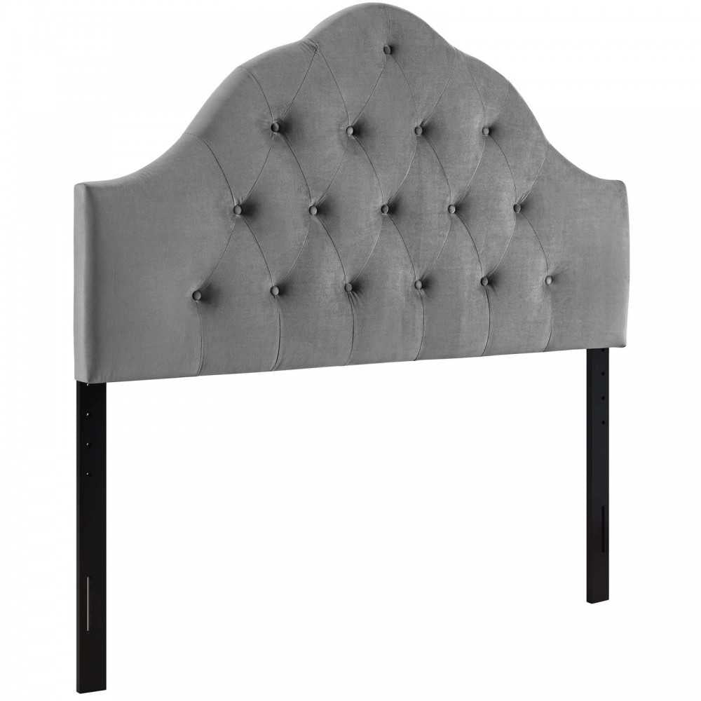 Sovereign Queen Diamond Tufted Performance Velvet Headboard, Gray