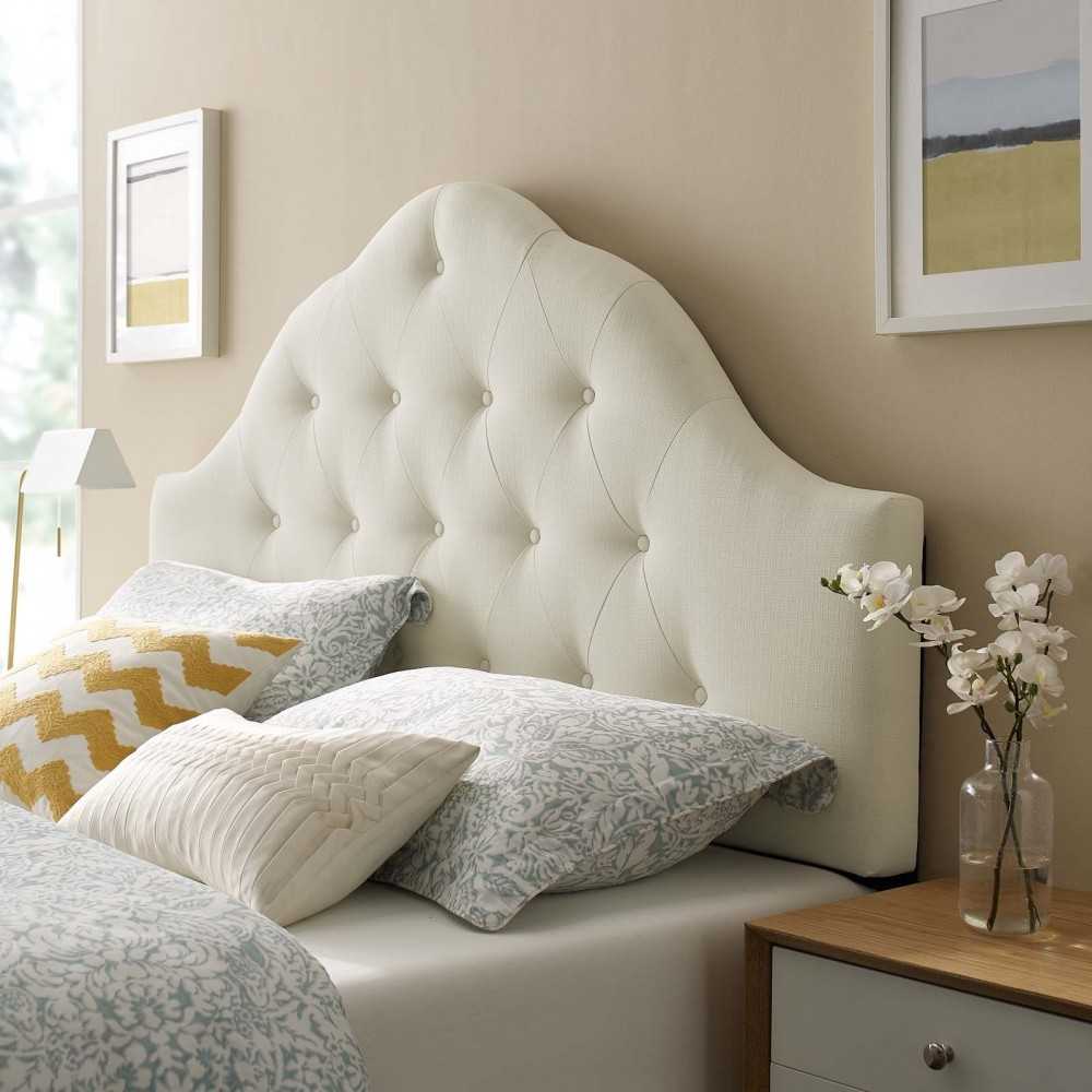 Sovereign Queen Upholstered Fabric Headboard, Ivory