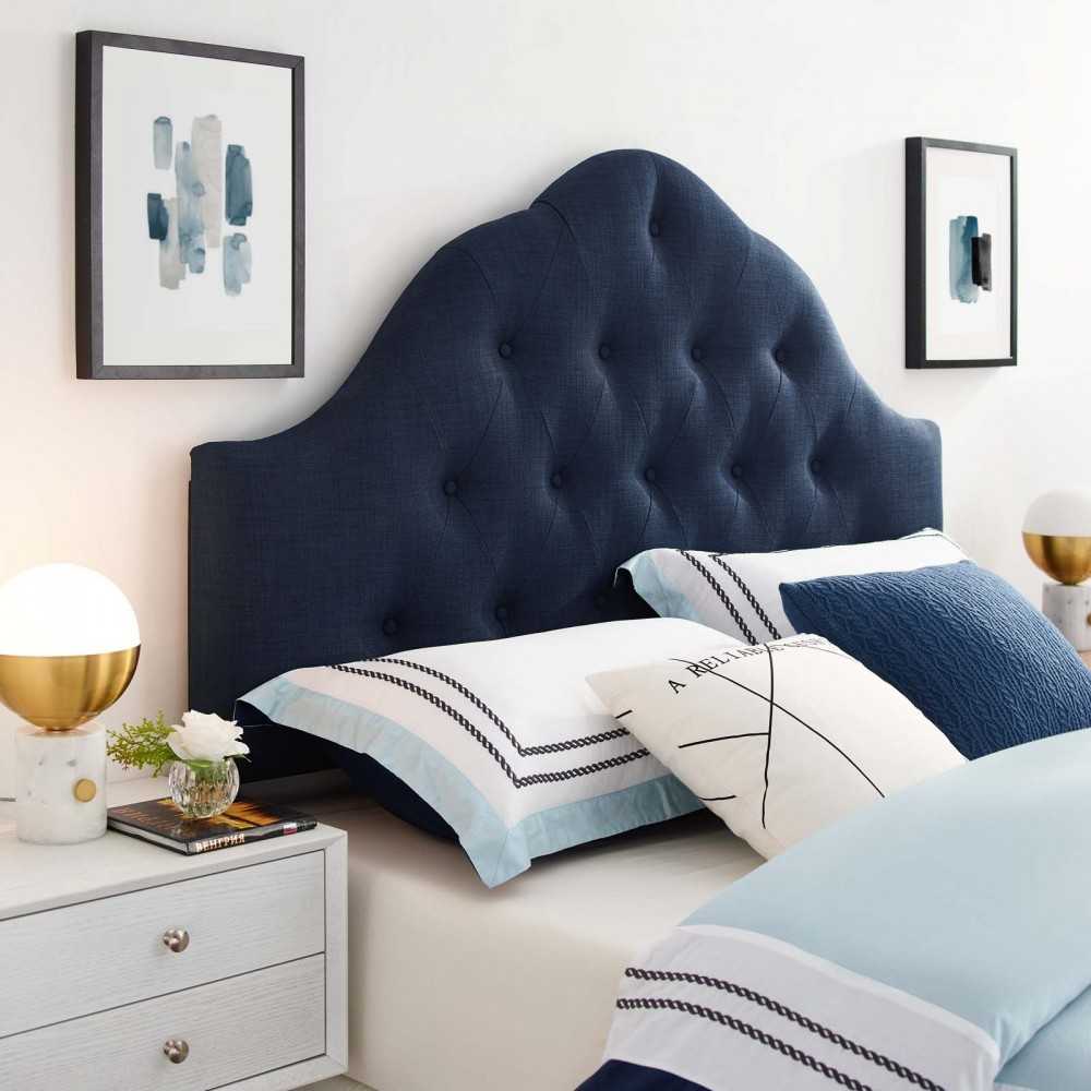 Sovereign Queen Upholstered Fabric Headboard, Navy