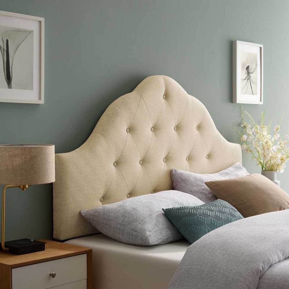Sovereign Queen Upholstered Fabric Headboard, Beige